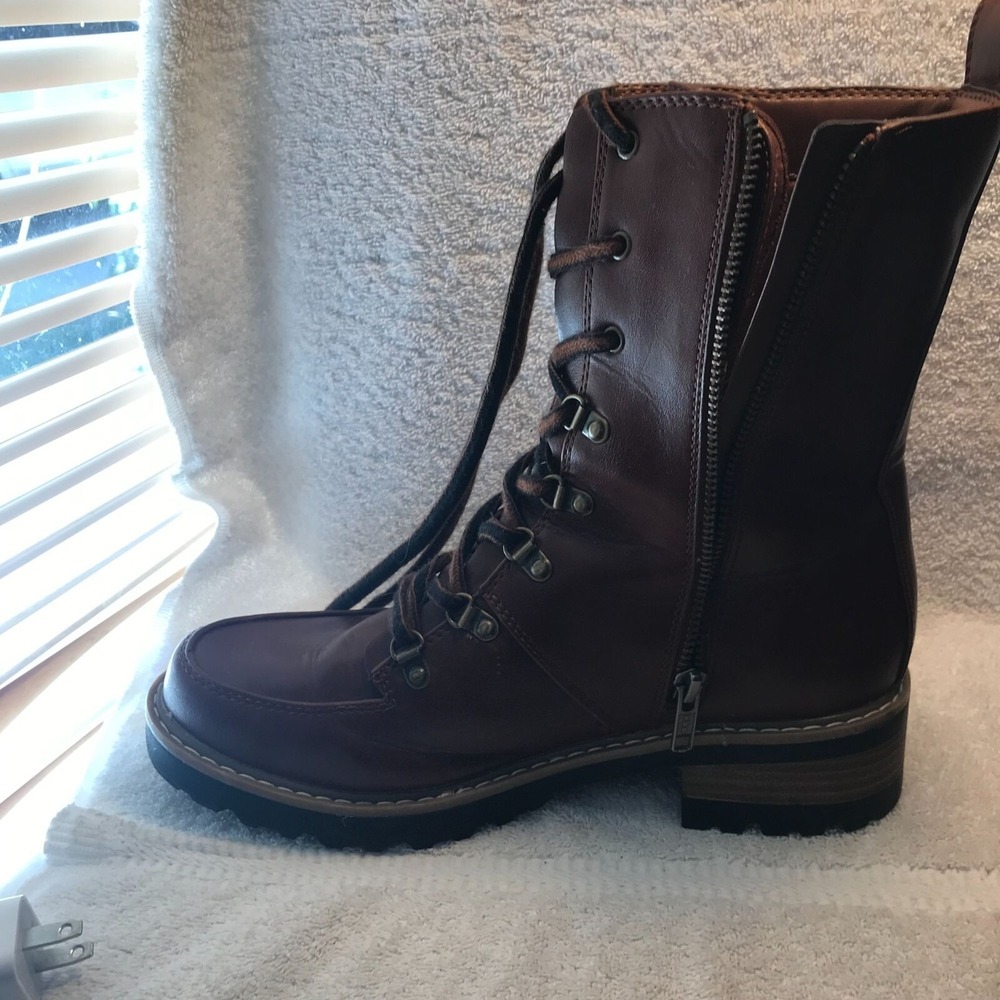 Target Women's Brown Combat Boots With Side Zipper - Size 8.5 - Picture 8 of 14